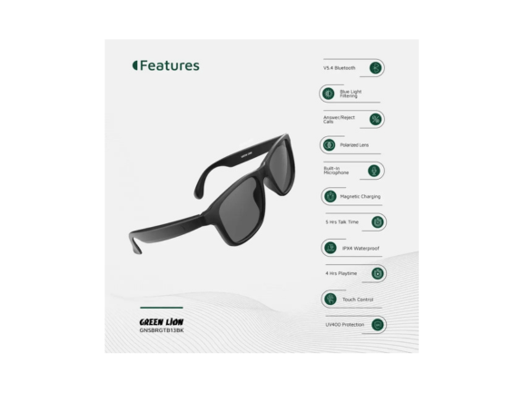 Green Lion Sydney Smart Glasses - Black | Same-Day Delivery Qatar Green Lion Sydney Smart Glasses - Black | Same-Day Delivery Qatar